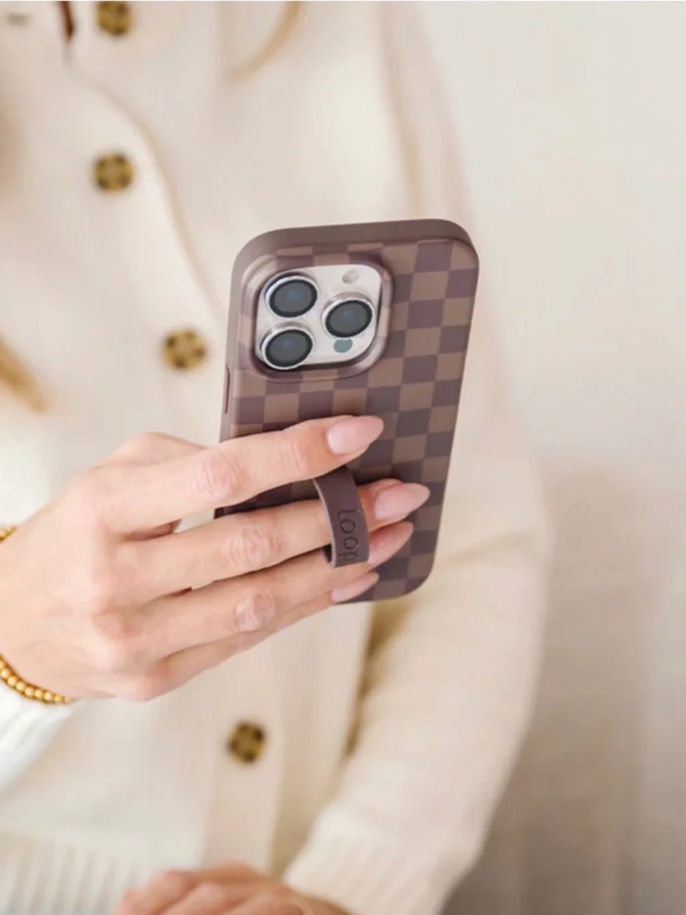 Loopy iPhone 14 Cocoa Checkered Case